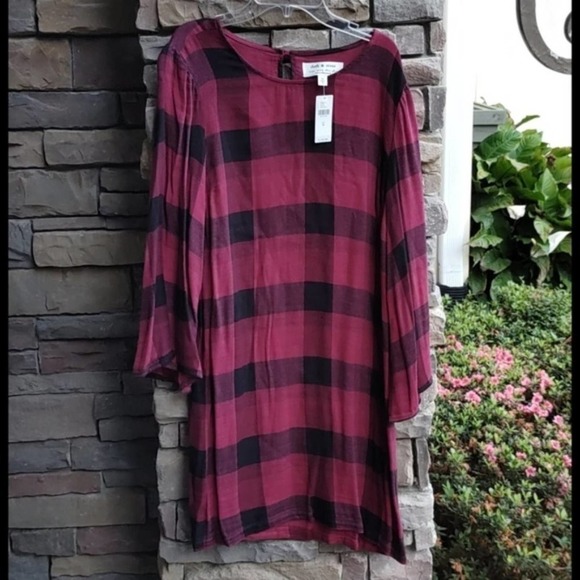 Anthropologie Cloth & Stone Plaid Tunic Dress Medium - Picture 2 of 10